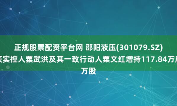 正规股票配资平台网 邵阳液压(301079.SZ)获实控人粟武洪及其一致行动人粟文红增持117.84万股